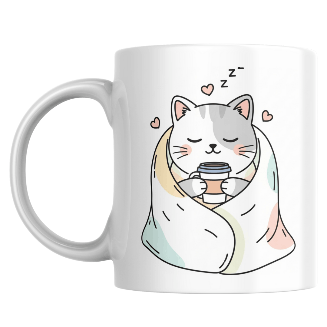 Cozy cat mug illustration