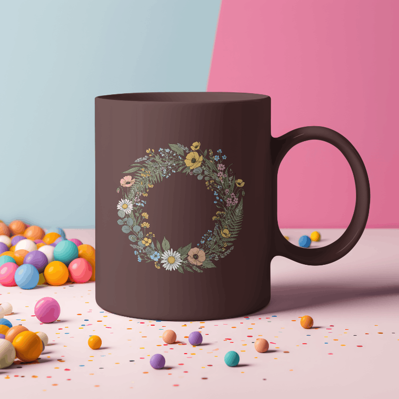 Floral wreath mug design